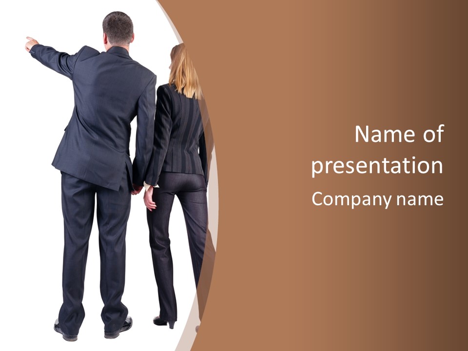 Businessman Women Backview PowerPoint Template