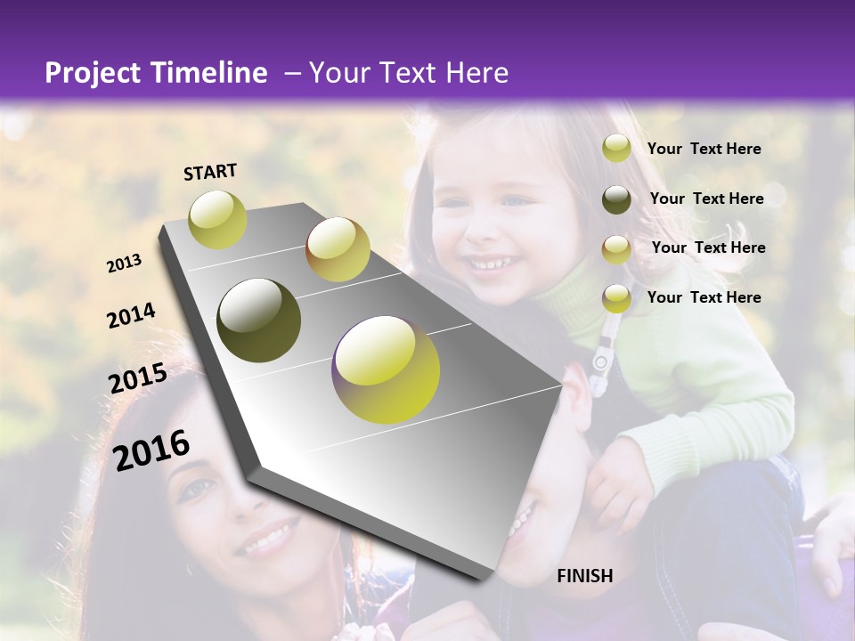 Looking Three Yellow PowerPoint Template