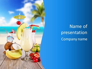 Creamy Umbrella Strawberry PowerPoint Template