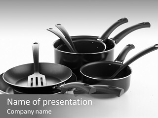 Isolated Cooking Pot Spoon PowerPoint Template
