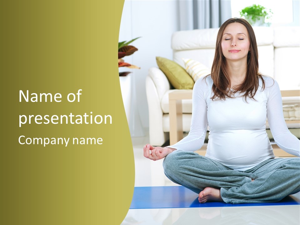 White Practicing Pregnant PowerPoint Template