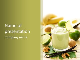 Green Still Life Glass PowerPoint Template