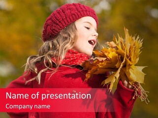 Yellow Seasonal Girl PowerPoint Template