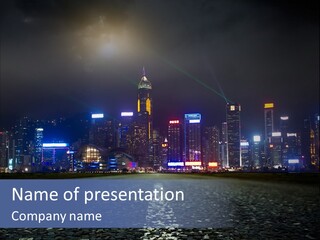 Urban Illuminated Road PowerPoint Template