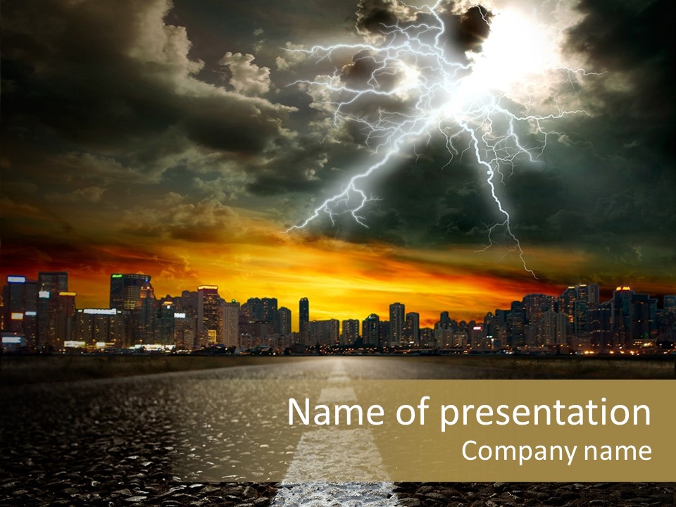 City Lights Motorway PowerPoint Template