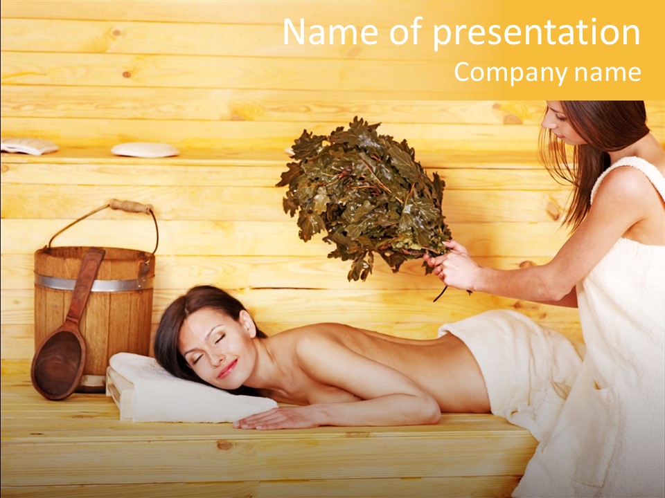 Towel Girl Caucasian PowerPoint Template