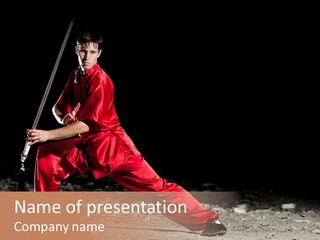 Kung Fu Wushu Master PowerPoint Template