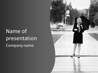 Woman Crossing Young PowerPoint Template