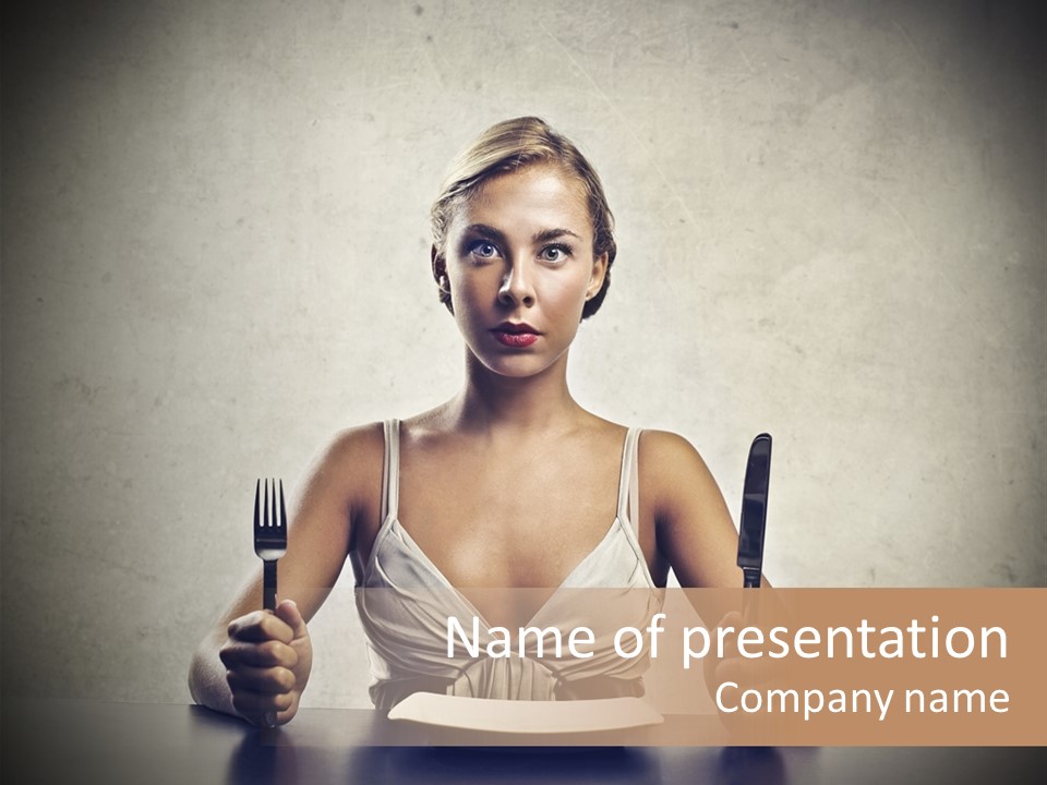 Fork Lunch Woman PowerPoint Template