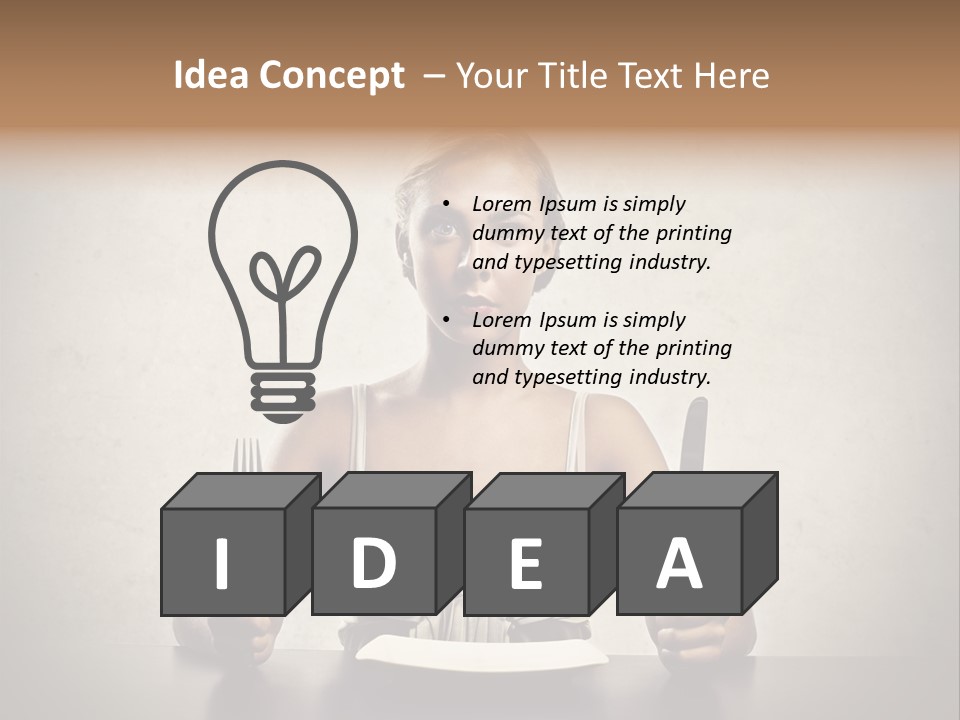 Fork Lunch Woman PowerPoint Template