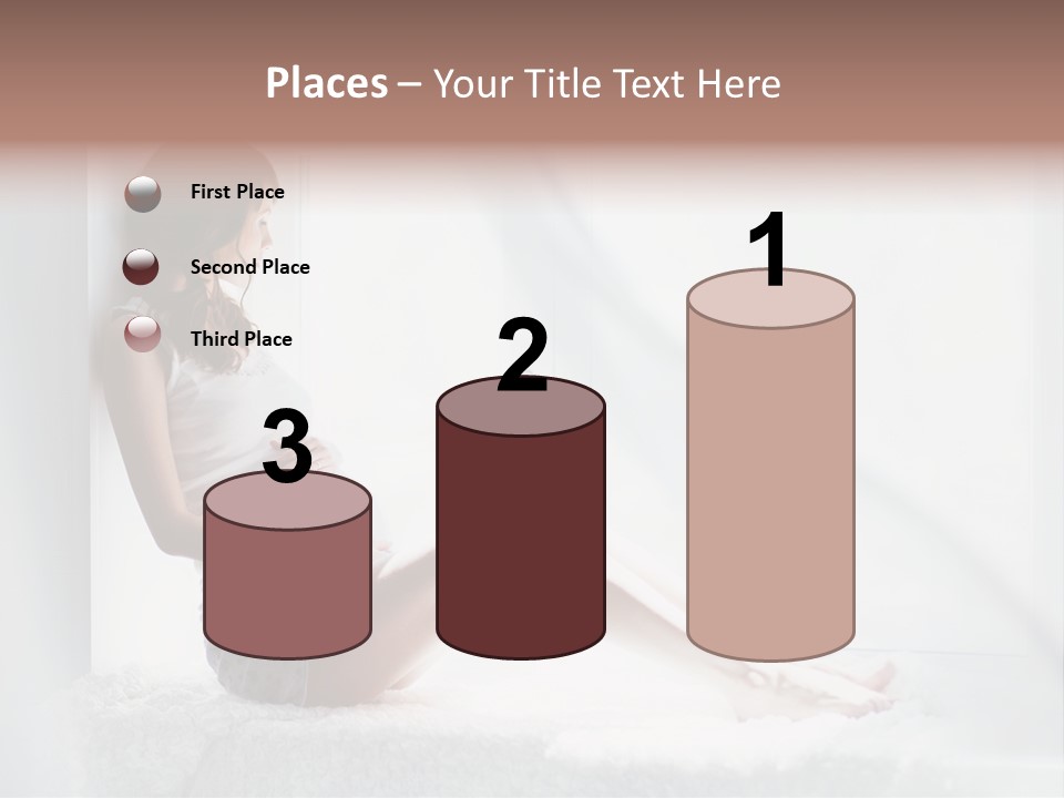 Caucasian Young Curtains PowerPoint Template