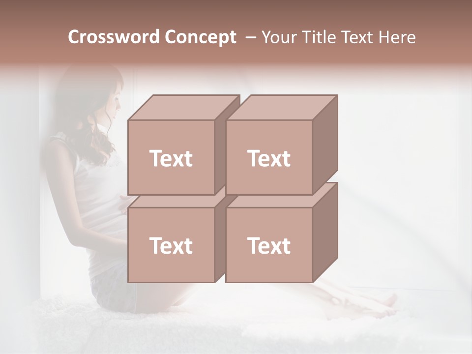 Caucasian Young Curtains PowerPoint Template