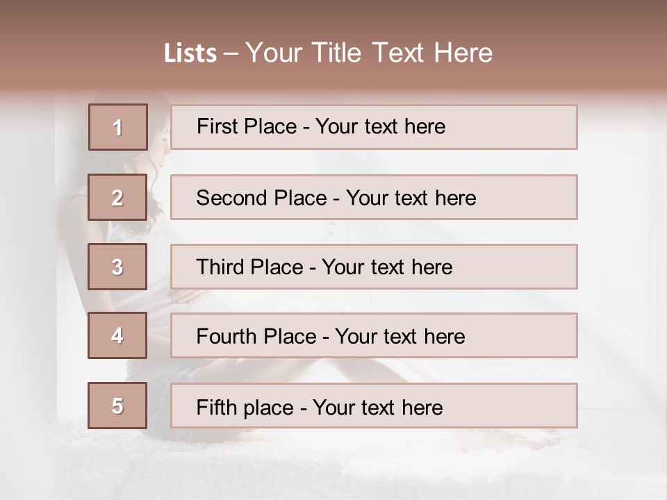 Caucasian Young Curtains PowerPoint Template