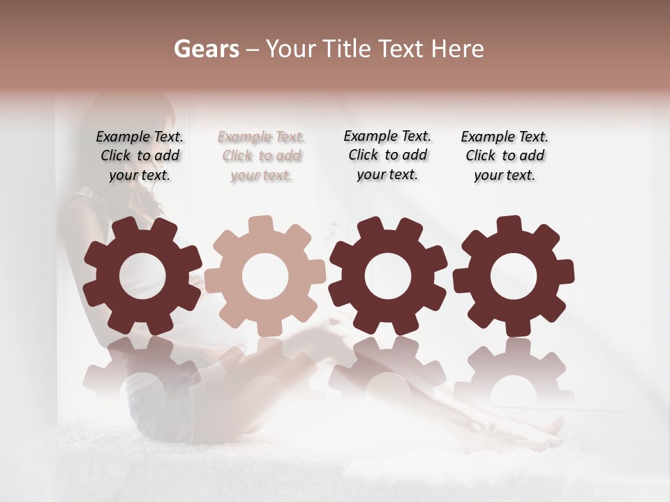 Caucasian Young Curtains PowerPoint Template