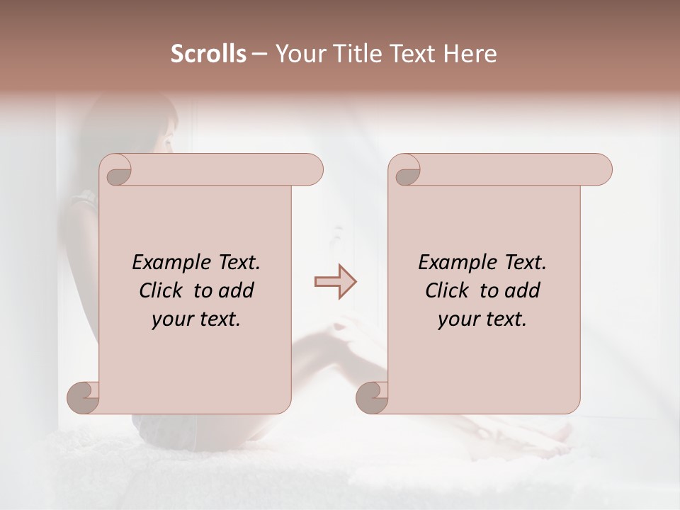 Caucasian Young Curtains PowerPoint Template