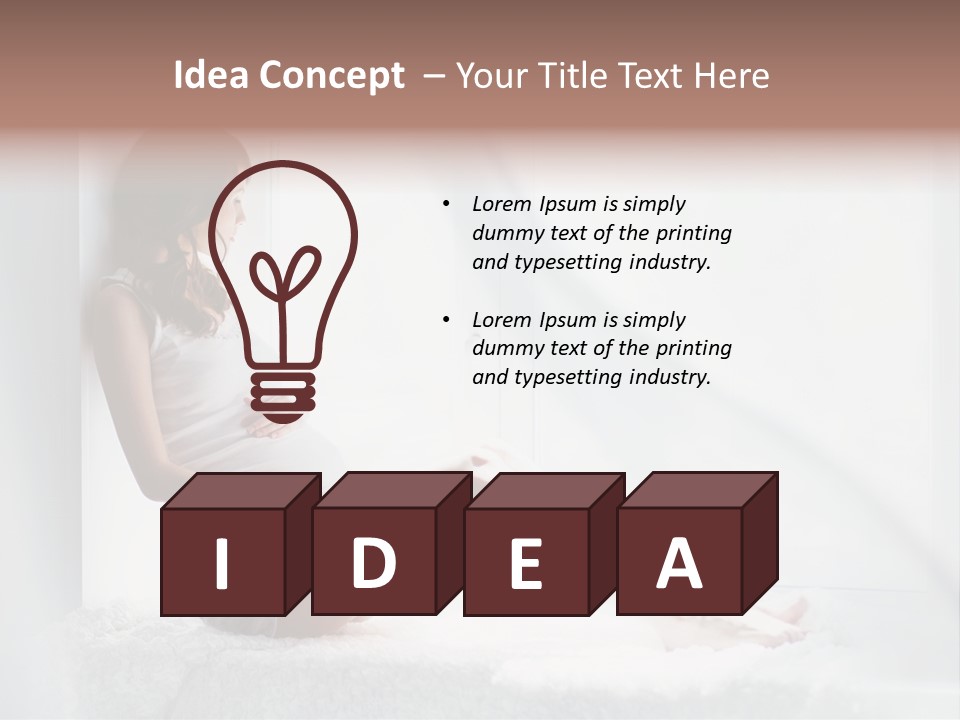 Caucasian Young Curtains PowerPoint Template