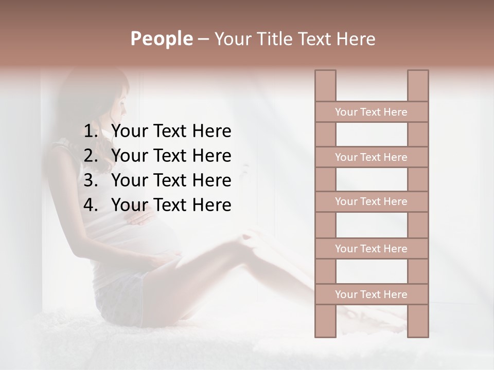 Caucasian Young Curtains PowerPoint Template