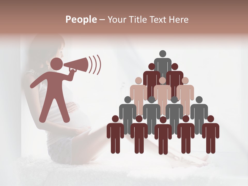 Caucasian Young Curtains PowerPoint Template