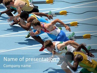 Blue Start Runner PowerPoint Template