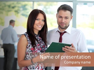 Document Confident Holding PowerPoint Template