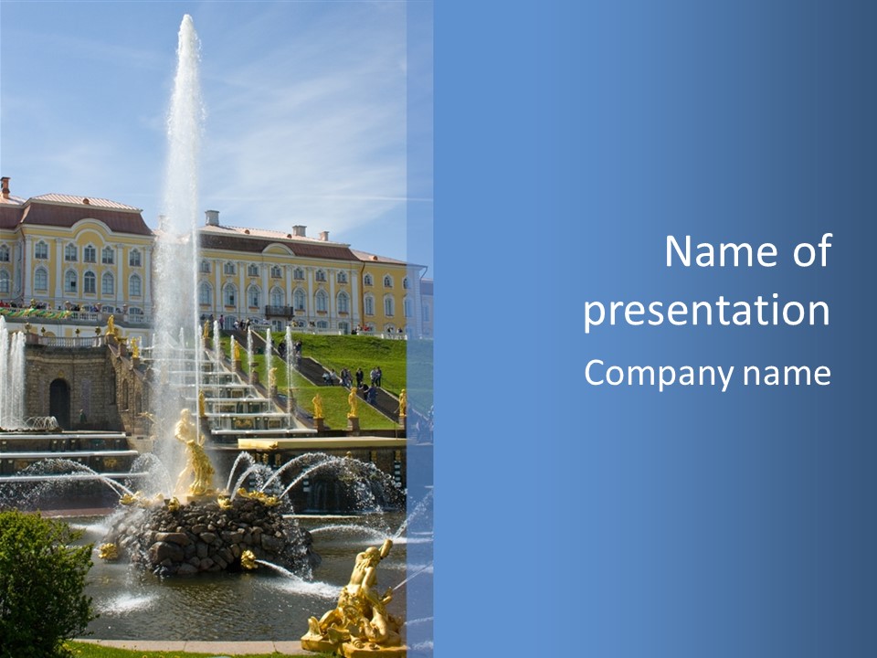 Plants Flowers Fountain PowerPoint Template