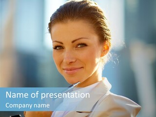 Bright Smiling Businesswoman PowerPoint Template