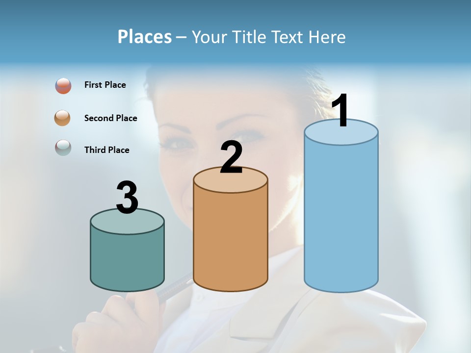 Bright Smiling Businesswoman PowerPoint Template