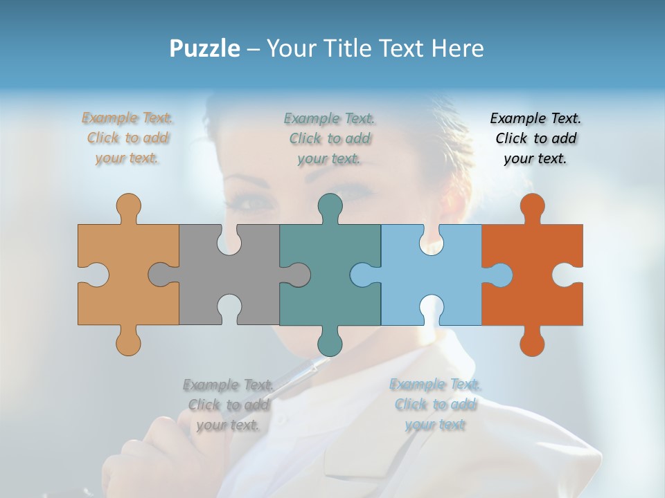 Bright Smiling Businesswoman PowerPoint Template