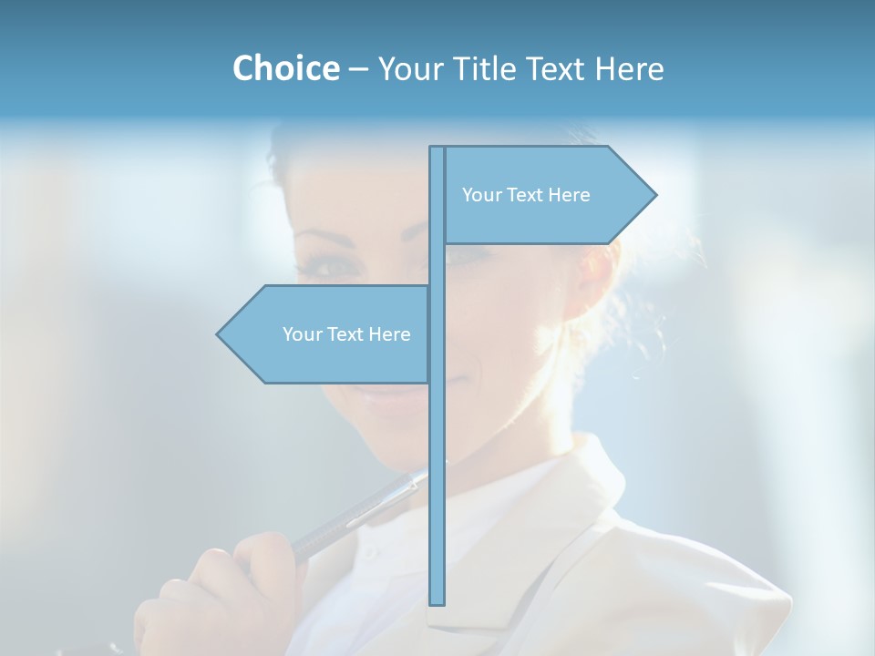 Bright Smiling Businesswoman PowerPoint Template