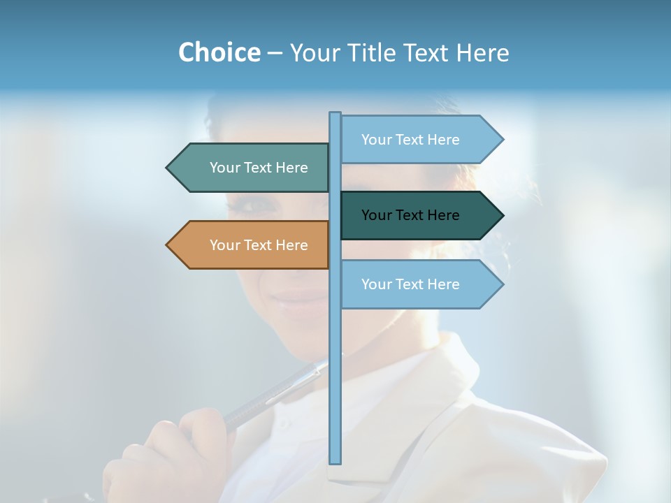 Bright Smiling Businesswoman PowerPoint Template