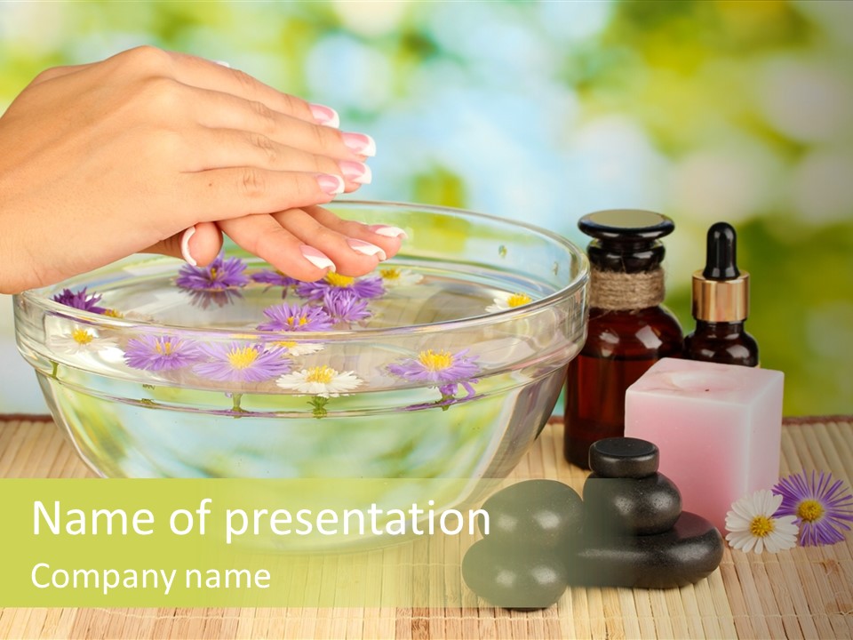 Glass Woman Finger PowerPoint Template