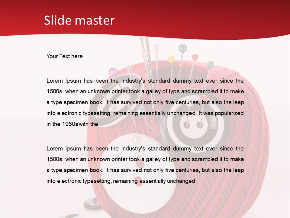 Red Sewing Accessory PowerPoint Template