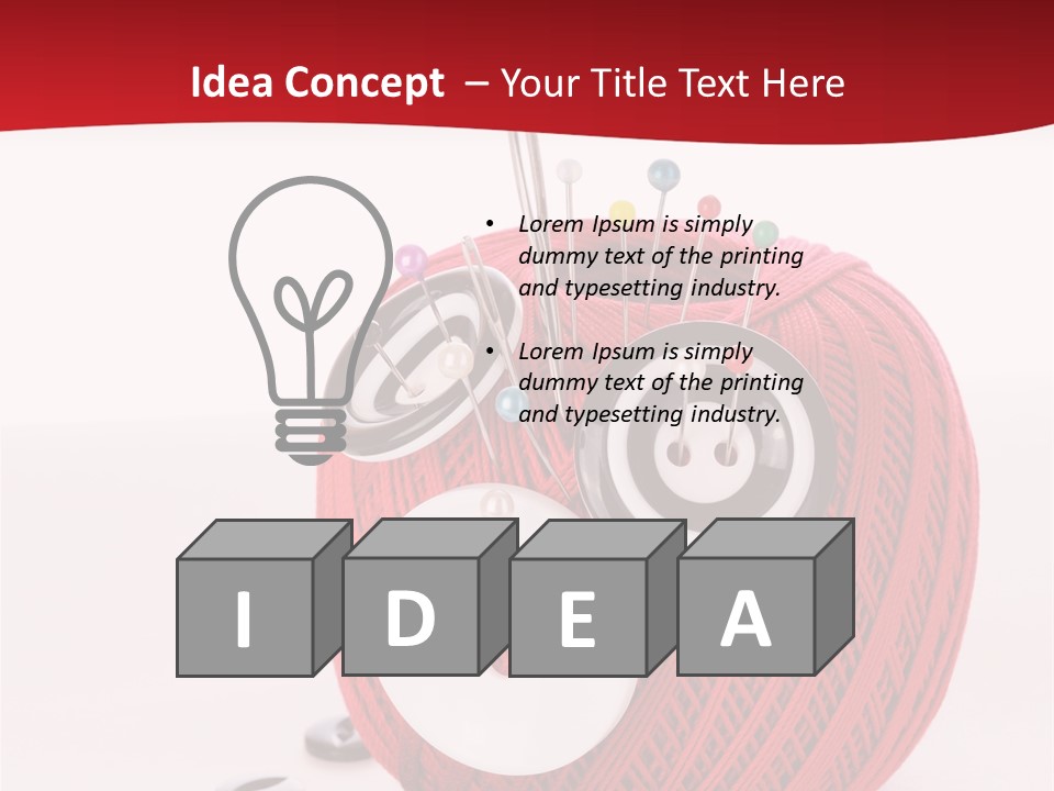 Red Sewing Accessory PowerPoint Template