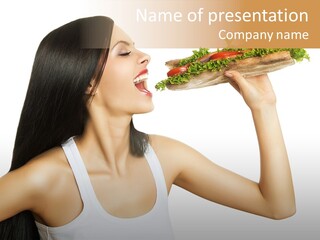 Snack Female Biting PowerPoint Template