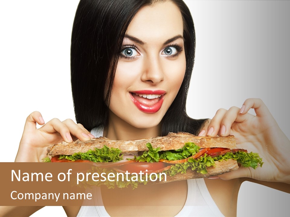 Smiling Take Holding PowerPoint Template