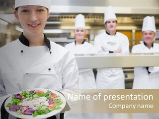 Kitchen Female Man PowerPoint Template