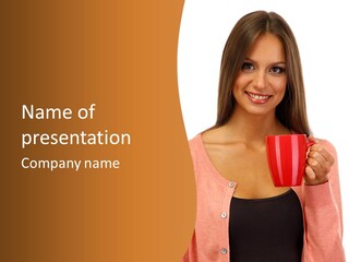 Mug Youth Girl PowerPoint Template