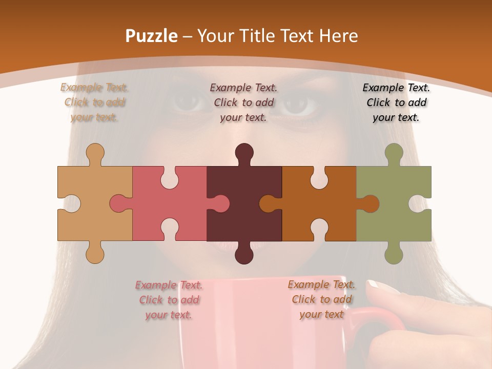 Brunette Person Mug PowerPoint Template