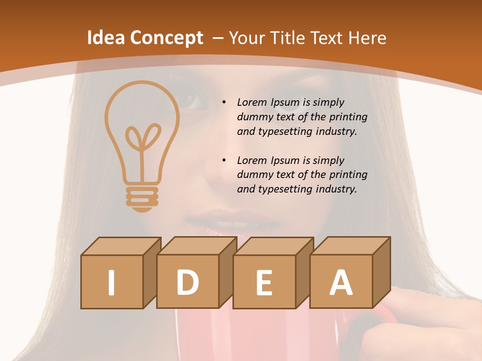 Brunette Person Mug PowerPoint Template