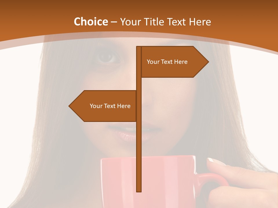 Brunette Person Mug PowerPoint Template