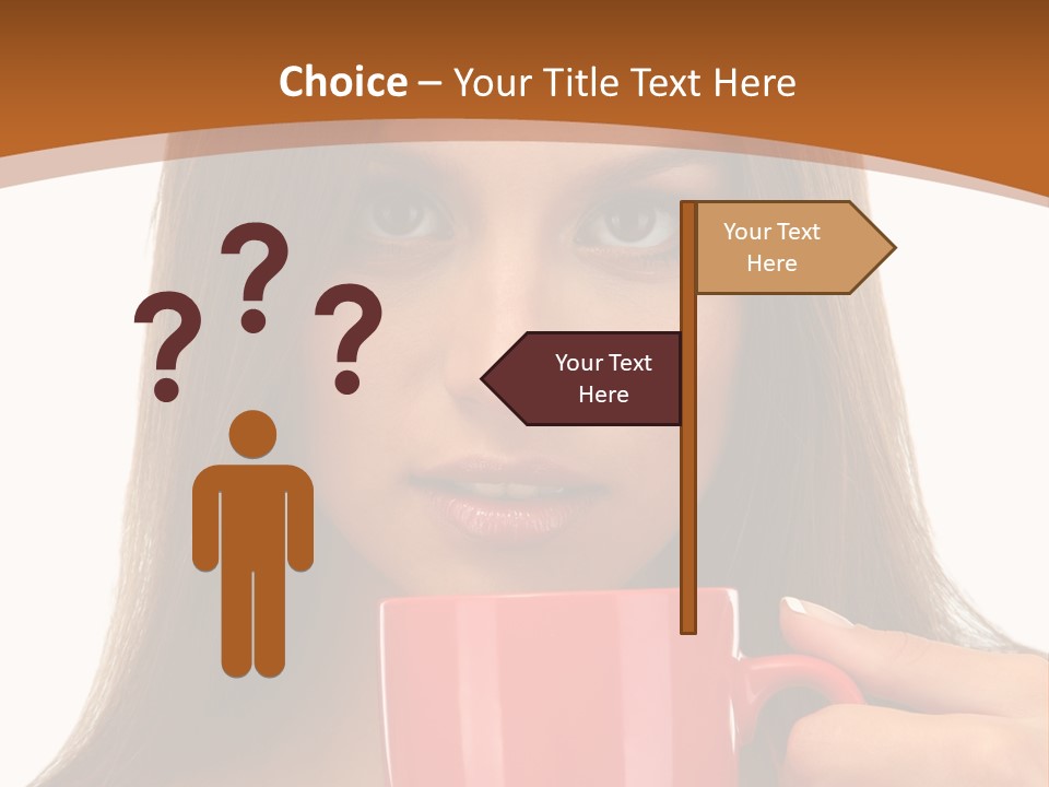 Brunette Person Mug PowerPoint Template