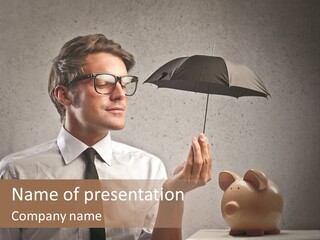 Earn Piggy Businessman PowerPoint Template