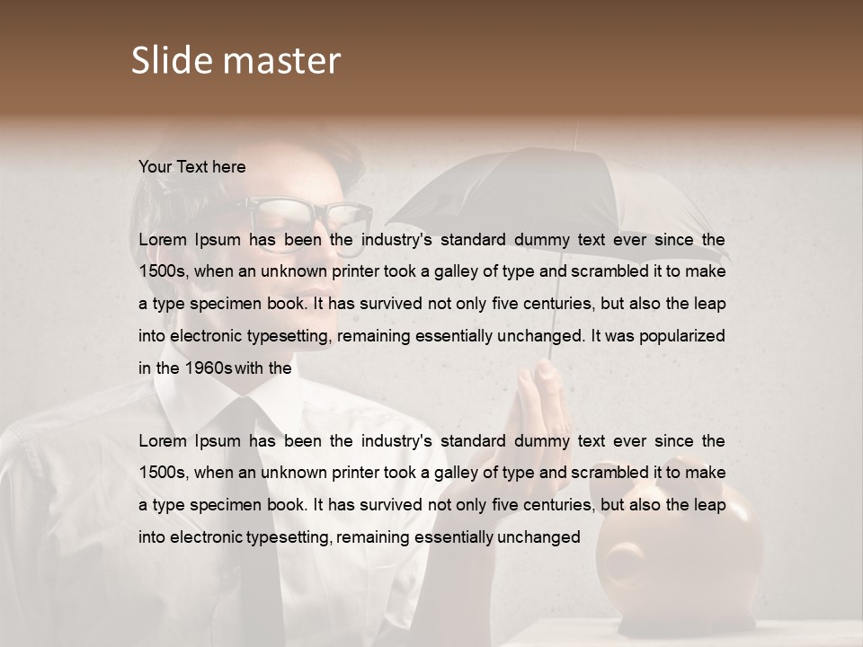 Earn Piggy Businessman PowerPoint Template