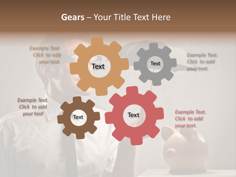 Earn Piggy Businessman PowerPoint Template