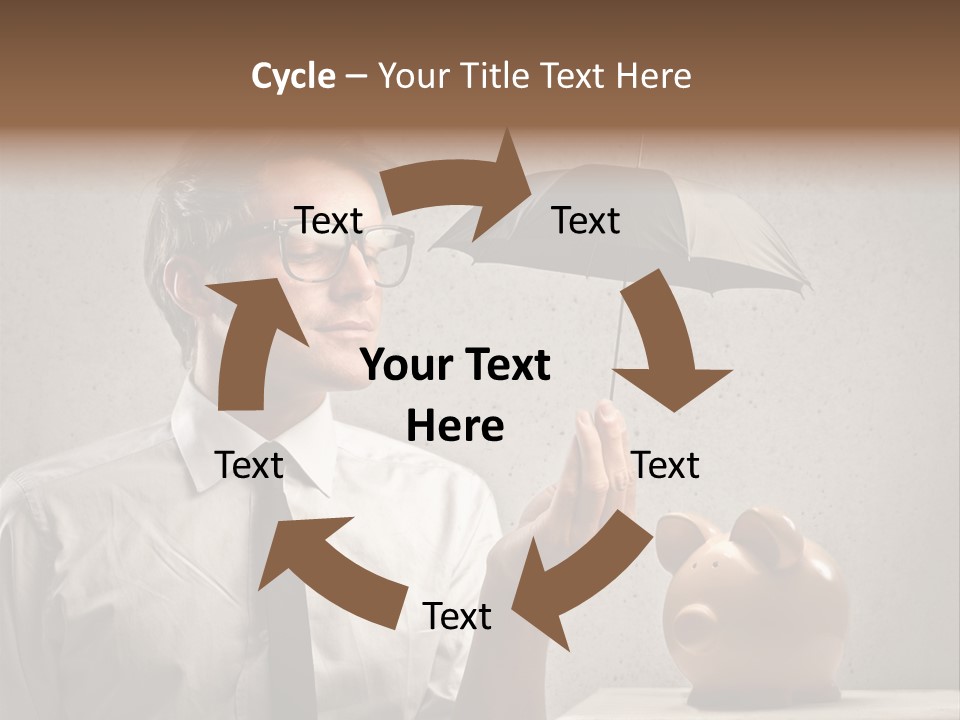 Earn Piggy Businessman PowerPoint Template