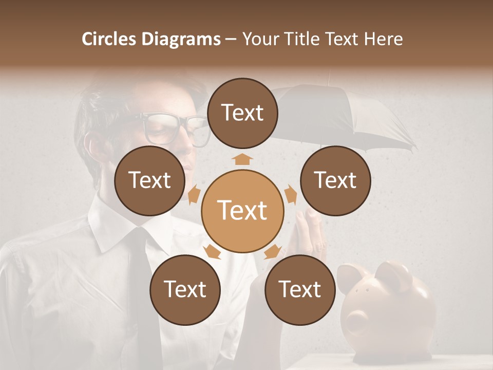 Earn Piggy Businessman PowerPoint Template