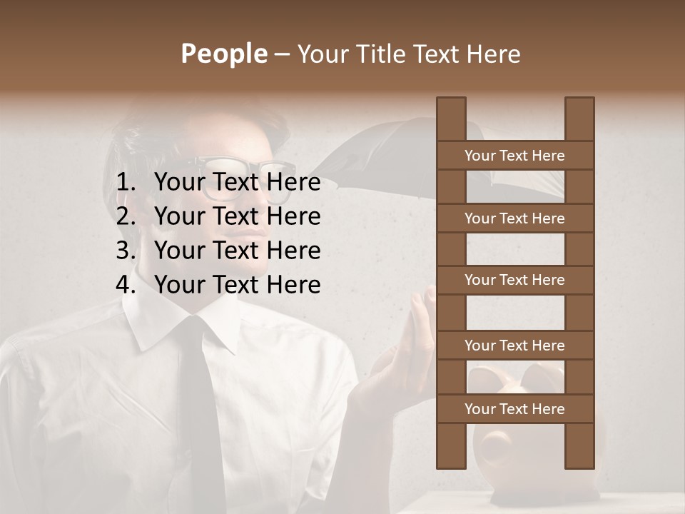 Earn Piggy Businessman PowerPoint Template