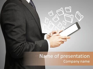 Display Young Holding PowerPoint Template