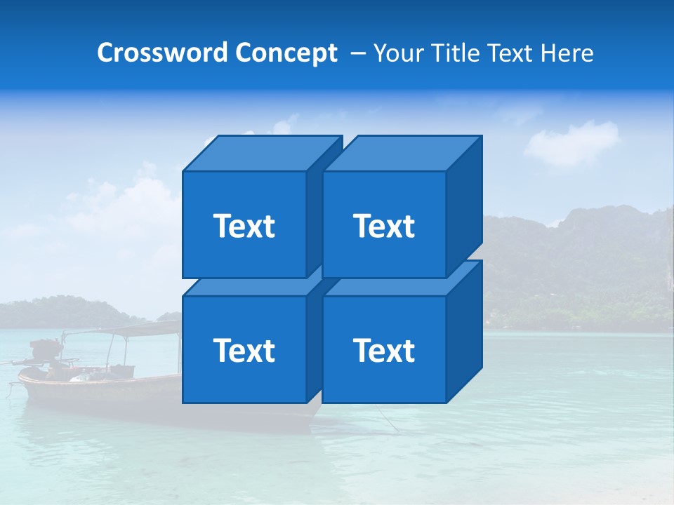 Paradise Boat Blue PowerPoint Template