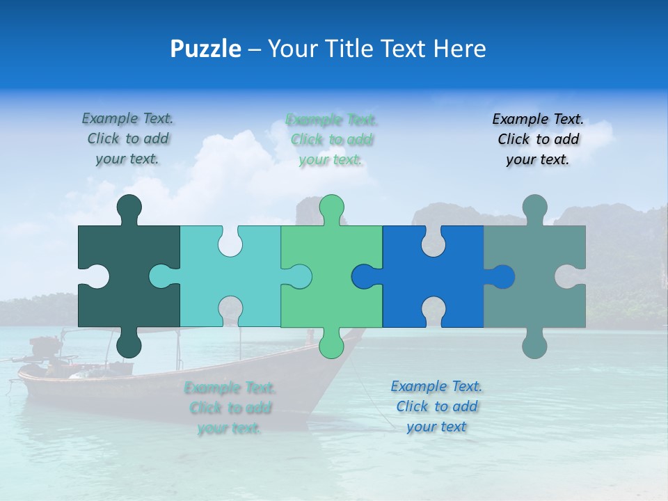 Paradise Boat Blue PowerPoint Template